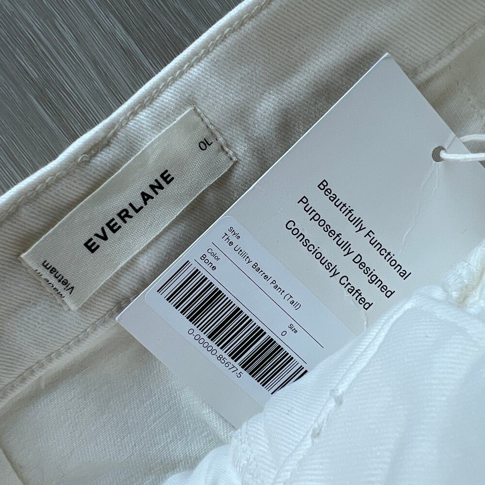 Everlane Utility Barrel Pant Tall 0 Bone White FLAW - Picture 2 of 11